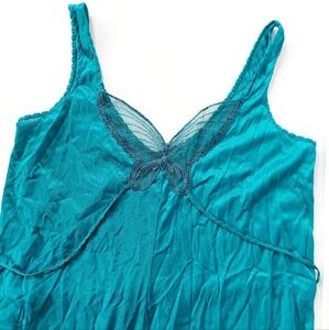 Teal Blue Lace Butterfly Nightgown Small Undercover Wear 70s/80s Vintage Boudoir